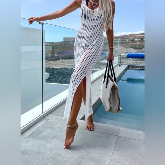 Openwork Slit Cutout Wide Strap Dress - Picture 15 of 16